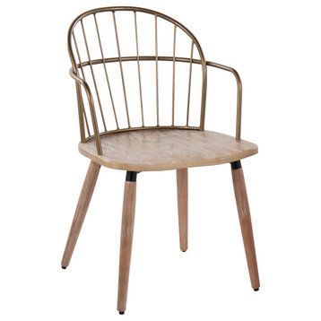 Riley Chair, Antique Copper Metal, White Washed Wood