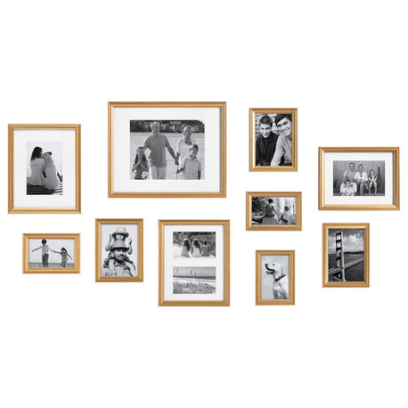 Adlynn Glam Wall Picture Frame Set, Gold 10 Piece