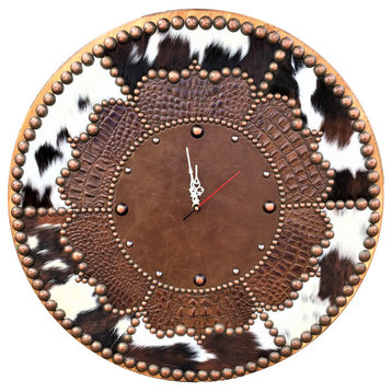 Bayou Leather and Tri Color Western Clock, 24"