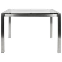 LumiSource Fuji Counter Table, Stainless Steel and Clear Glass