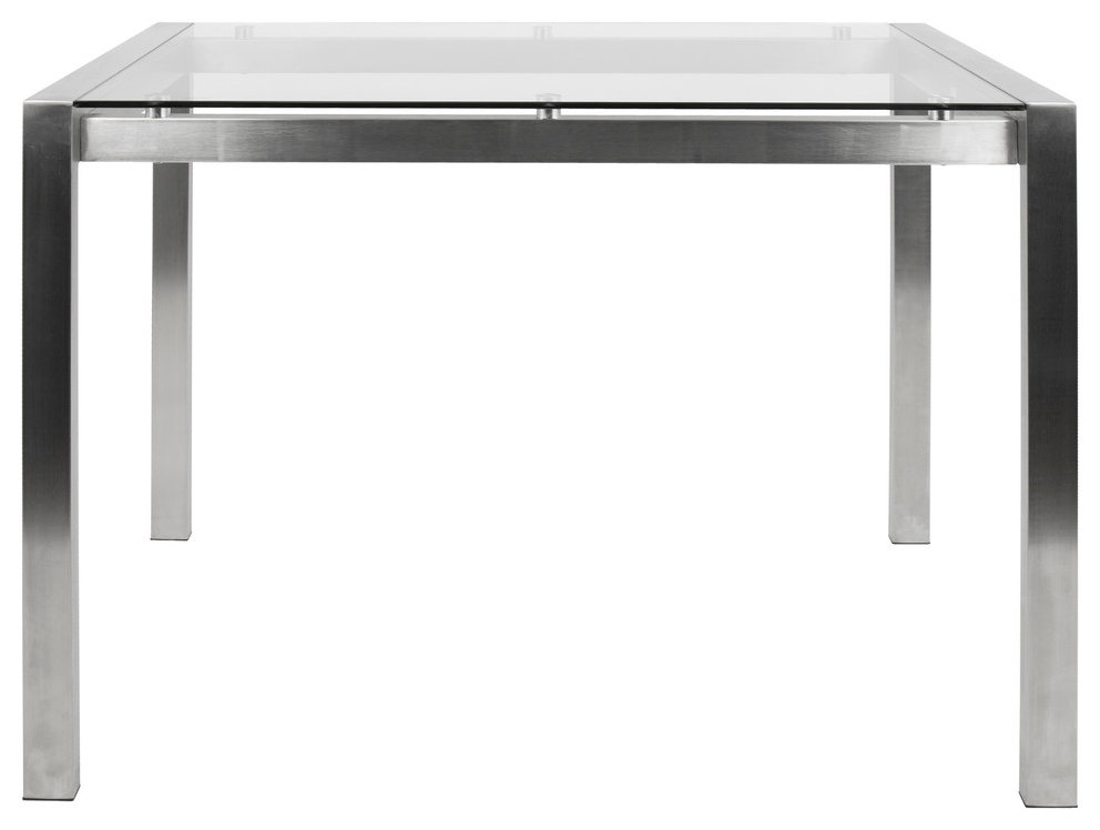 LumiSource Fuji Counter Table, Stainless Steel and Clear Glass