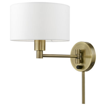 Livex Lighting 40080-01 1 Light Antique Brass Swing Arm Wall Lamp