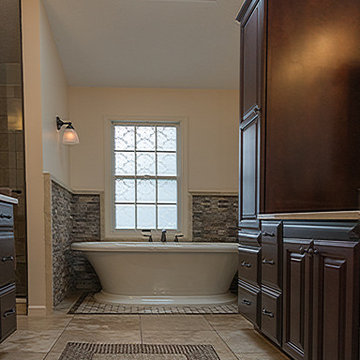 Bathroom with stacked stone accent walls in Cranberry, PA
