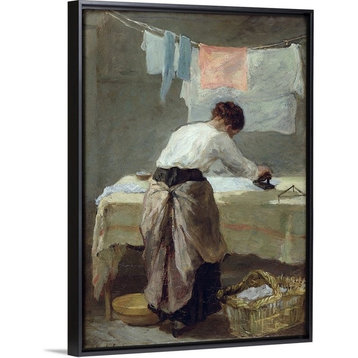 "Woman Ironing" Floating Frame Canvas Art, 14"x18"x1.75"