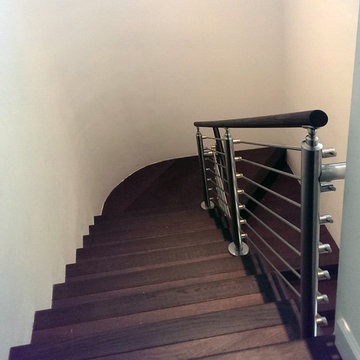 Stainless Steel Rod Railings & Wood Handrail
