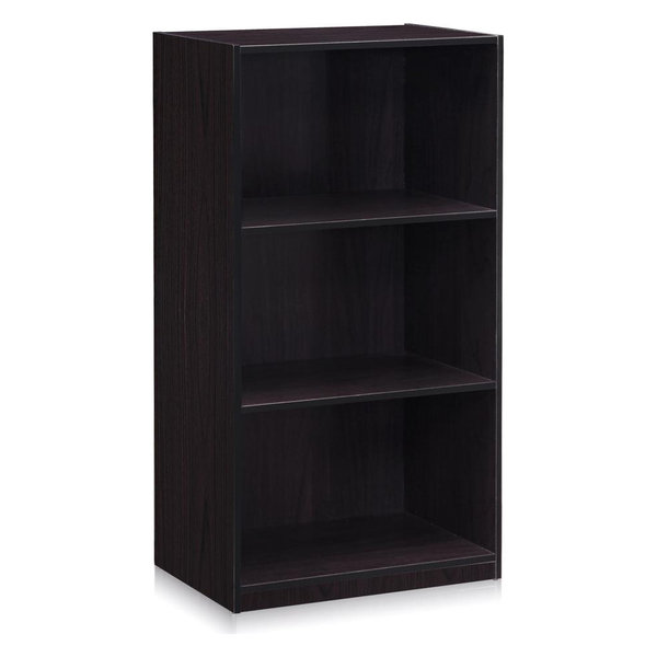 Furinno Basic 3-Tier Bookcase Storage Shelves, Dark Walnut, 99736DWN