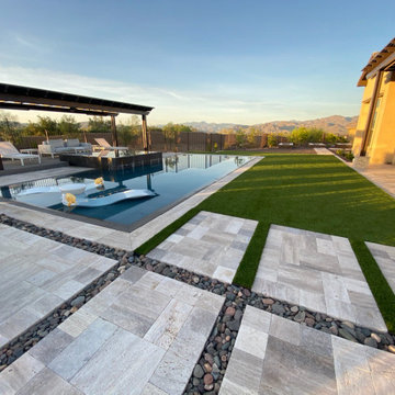 Silver Tumbled Travertine Pavers, Patio & Pool