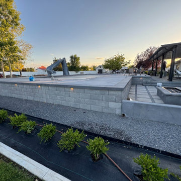 Raised pool deck, patio and retaining wall in Salt Lake