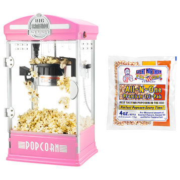 Popcorn Machine 4 Oz Kettle with 12 Pack of All-In-One Kernels and Accessories