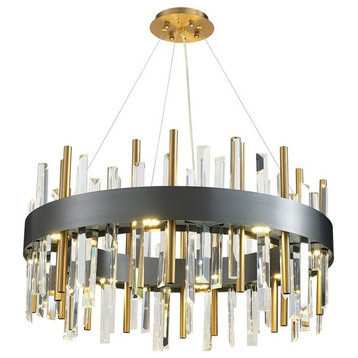 Gold/black crystal chandelier for bedroom, living room., Black, 31.5'', Warm Light