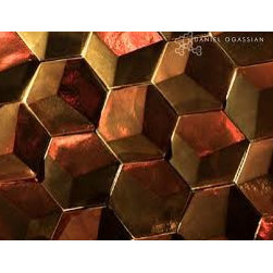 Faceted Hex Tessellation in Metallic Bronze - Tile