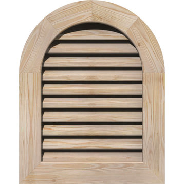 28x24 Round Top Wood Gable Vent: Functional, 1x4 Flat Trim Frame