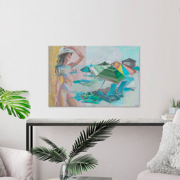 "White Sun Hat" Painting Print on Wrapped Canvas