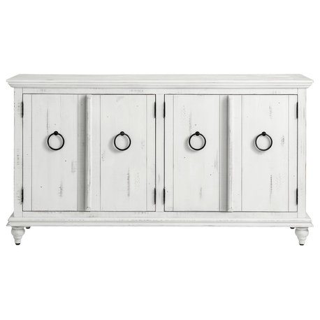 Garden District Solid Wood TV Stand, Rustic White