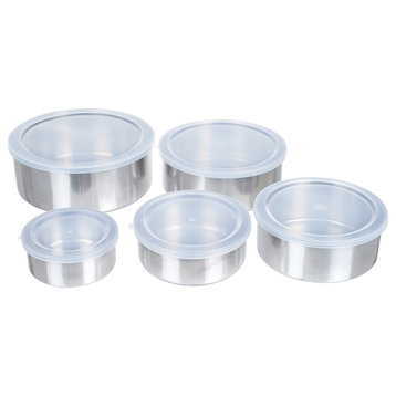 5-Piece Stainless Steel Bowl Set With Lids