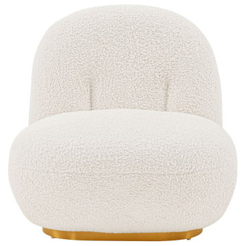 Modern Edina Boucle Accent Chair, White