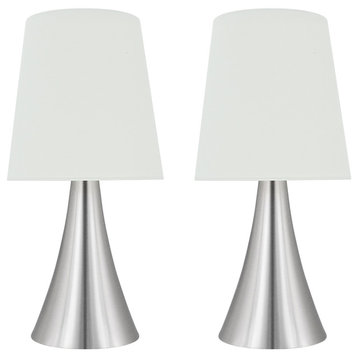 40173-12,12" Metal Accent Table Lamp, Satin Nickel, Set of 2