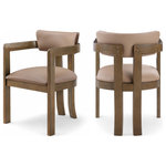 Meridian Furniture - Lavrin Upholstered Dining Arm Chair, Tan, Vegan Leather, Walnut, Set of 2 - Indulge in the allure of the Tan Lavrin Dining Arm Chair by Meridian Furniture. Its captivating design and luxurious Tan elevate any space with effortless elegance. Crafted with precision and durability in mind, this stunning piece becomes the focal point of gatherings, fostering moments of connection and warmth. Embrace sophistication and style with the Lavrin Dining Arm Chair, a testament to exquisite taste and timeless beauty.