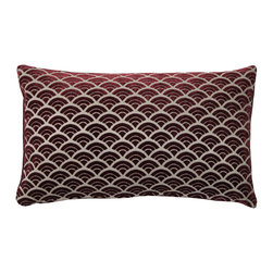 Pillow Decor Ltd. - Velvet Geometric Pattern Decorative Throw Pillow, Seigaiha Scallop, 12"x20" - Decorative Pillows