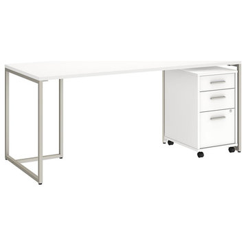 Method 72W Table Desk with Mobile File Cabinet in White - Engineered Wood