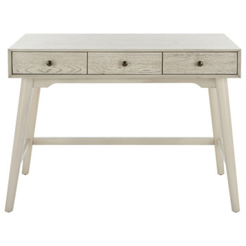 Safavieh Scully 3 Drawer Desk, White Washed/Antique Gold