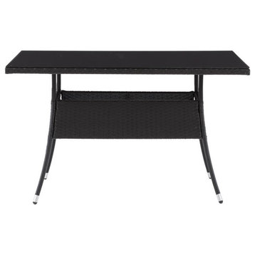 Afuera Living Patio Rectangular Dining Table in Black Resin Rattan Wicker