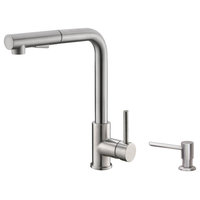 Stylish Pull Down Kitchen Faucet + Soap Dispenser Stainless Steel Finish
