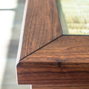 REAS WALNUT, CORK AND STEEL COFFEE TABLE