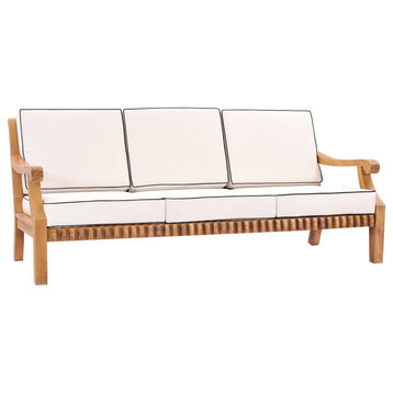 Teak Wood Deep Seating Patio Sofa with Cushions