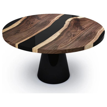 Asolo Walnut Round Table, Black, 12 Seater
