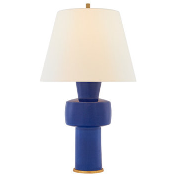 Eerdmans Medium Table Lamp in Flowing Blue with Linen Shade