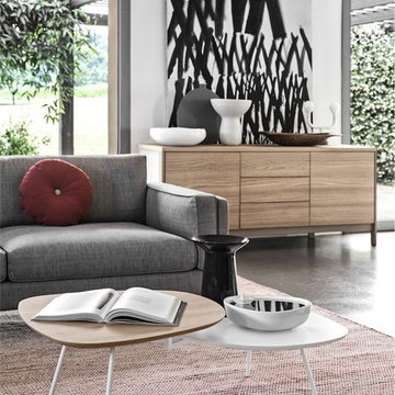 Tweet Coffee Table: Matte Optic White Frame, Natural Top 1 Finish, Matte Optic