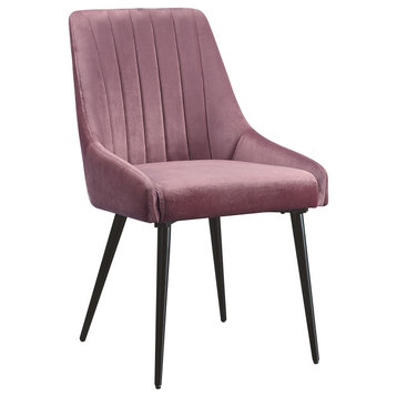 Caspian Side Chair, Pink Fabric and Black Finish