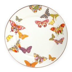 Butterfly Garden Enamel Charger/Plate - White | MacKenzie-Childs - Serveware