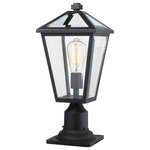 Z-Lite - Talbot 1 Light Outdoor Pier Mounted Fixture in Black - Illuminate an exterior front or back walkway with a classic fixture reflecting a charming village theme. Made from Midnight Black metal and clear beveled glass panels this one-light outdoor pier mounted fixture delivers a charming upgrade with industrial-inspired attitude and a flattering that's perfect for lower-level gardens and walkways.andnbsp