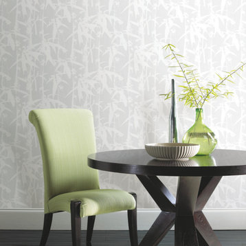 Modern Bamboo Peel and Stick Wallpaper, Gray