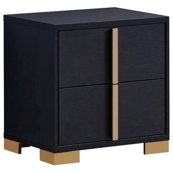 Pemberly Row 2-drawer Contemporary Wood Rectangular Nightstand Black and Gold