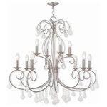 Livex Lighting - Livex Lighting 50770-91 Donatella - Twelve Light 2-Tier Chandelier - Canopy Included: TRUE  Shade InDonatella Twelve Lig Brushed Nickel Clear *UL Approved: YES Energy Star Qualified: n/a ADA Certified: n/a  *Number of Lights: Lamp: 12-*Wattage:60w Candelabra Base bulb(s) *Bulb Included:No *Bulb Type:Candelabra Base *Finish Type:Brushed Nickel