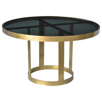 Margot Cocktail Table on Cast Iron Frame in Metallic Gold Finish with Glass Top