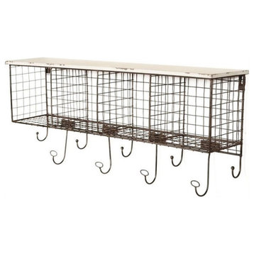 Linon Four Cubby Metal Wall Shelf in White