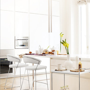 New York 1087 Chairs - Chromed Frame + Optic White Seats