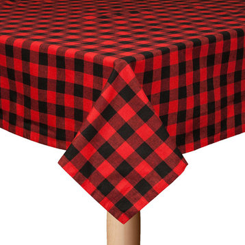 Buffalo Black/Red Checkered 100% Cotton Table Cloth, 60"x120"