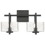 Innovations Lighting - Innovations 312-2W-BK-CL 2-Light Bath Vanity Light, Black - Innovations 312-2W-BK-CL 2-Light Bath Vanity Light Black. Style: Art Deco, Mission. Metal Finish: Black. Metal Finish (Canopy/Backplate): Black. Material: Cast Brass, Steel, Glass. Dimension(in): 9(H) x 15(W) x 5. 5(Ext). Bulb: (2)60W G9,Dimmable(Not Included). Maximum Wattage Per Socket: 60. Voltage: 120. Color Temperature (Kelvin): 2200. CRI: 99. Lumens: 450. Glass Shade Description: Clear Striate Glass. Glass or Metal Shade Color: Clear. Shade Material: Glass. Glass Type: Transparent. Shade Shape: Rectangular. Shade Dimension(in): 6(W) x 3. 375(H) x 4. 5(Depth). Backplate Dimension(in): 4. 5(H) x 4. 5(W) x 0. 75(Depth). ADA Compliant: No. California Proposition 65 Warning Required: Yes. UL and ETL Certification: Damp Location.