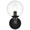 1 Light Black And Clear Bath Sconce