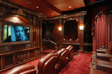 Inspiration for a timeless home theater remodel in Los Angeles