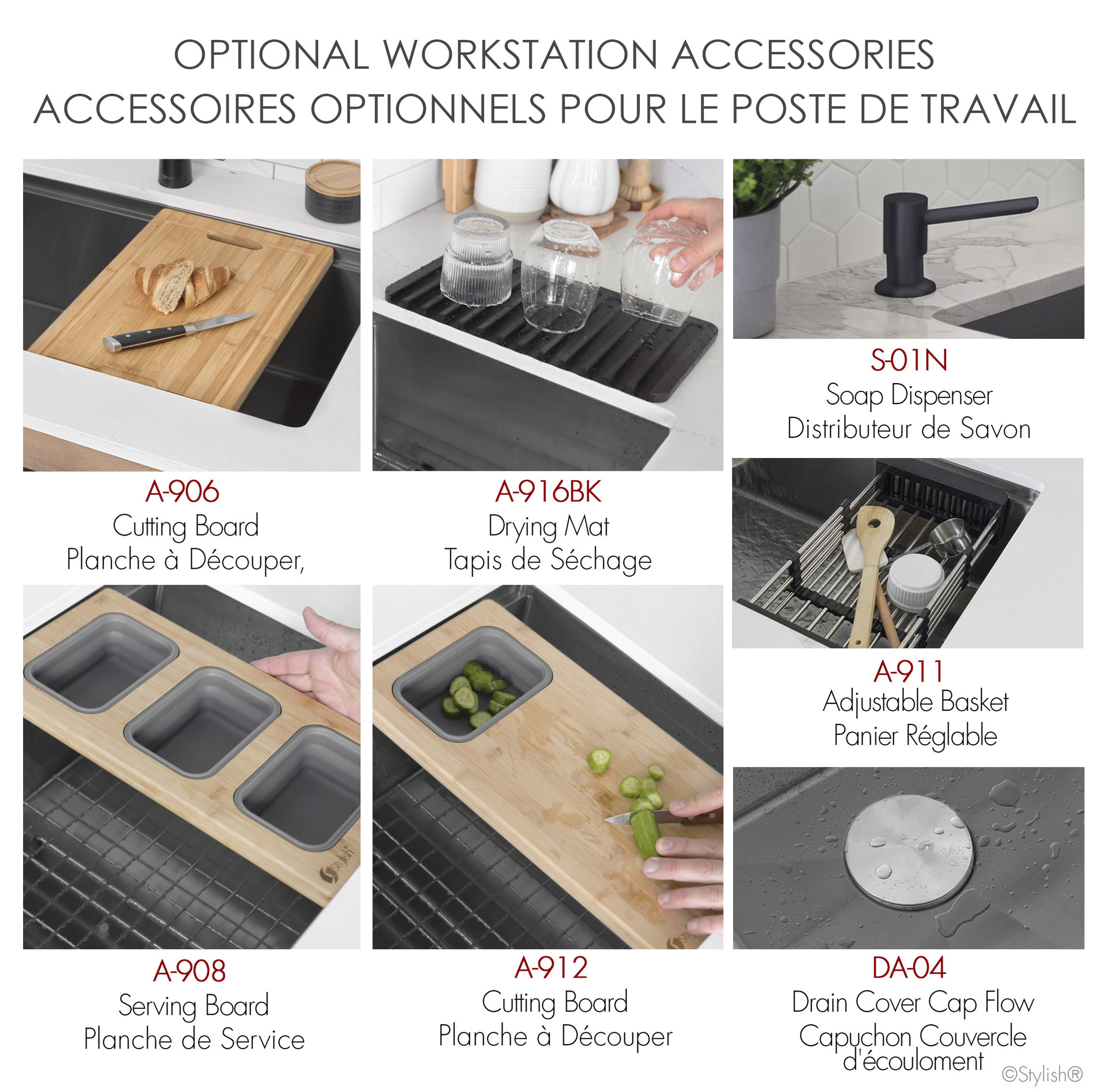 STYLISH 32 in Workstation Double Bowl Undermount Kitchen Sink with Accessories, Graphite