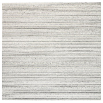 Natural Wool Hand Loomed Plain Modern Design Light Gray Square Rug, 10'1"x10'0"