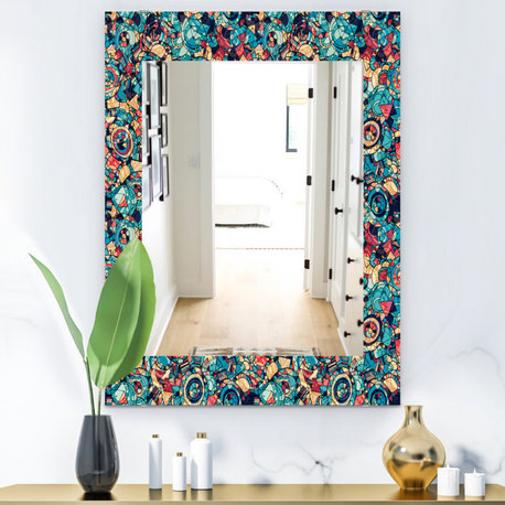 Designart Geometric Hand Drawn Modern Frameless Wall Mirror, 24x32