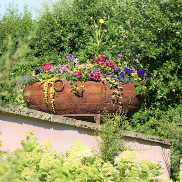 Summer planting in attractive container