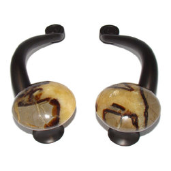 Myterra Gemstone Hardware - Gemstone 4" Cabinet Pull, Disks Septarian - Cabinet And Drawer Handle Pulls